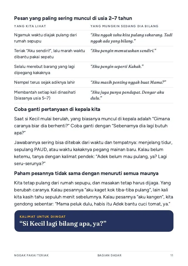 Halaman tabel pesan di balik ulah si Kecil