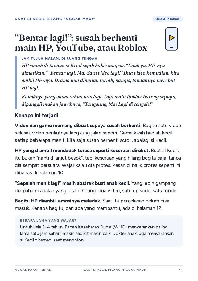 Halaman Bentar lagi, susah berhenti main HP